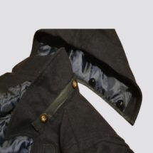 zoom capuche amovible manteau noir - bureau d'étude de modélistes à Lieusaint